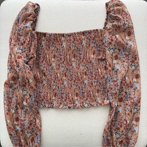 Wilfred Saga blouse with square neck bodice and chiffon sleeves - size small